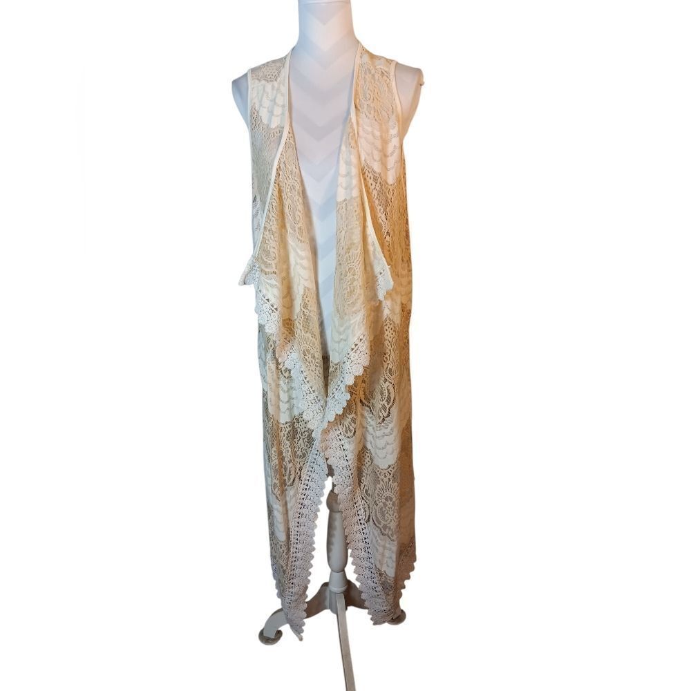 Cream Lace Sleeveless Boho Duster